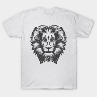 Lion Head with round glasses and bow tie T-Shirt